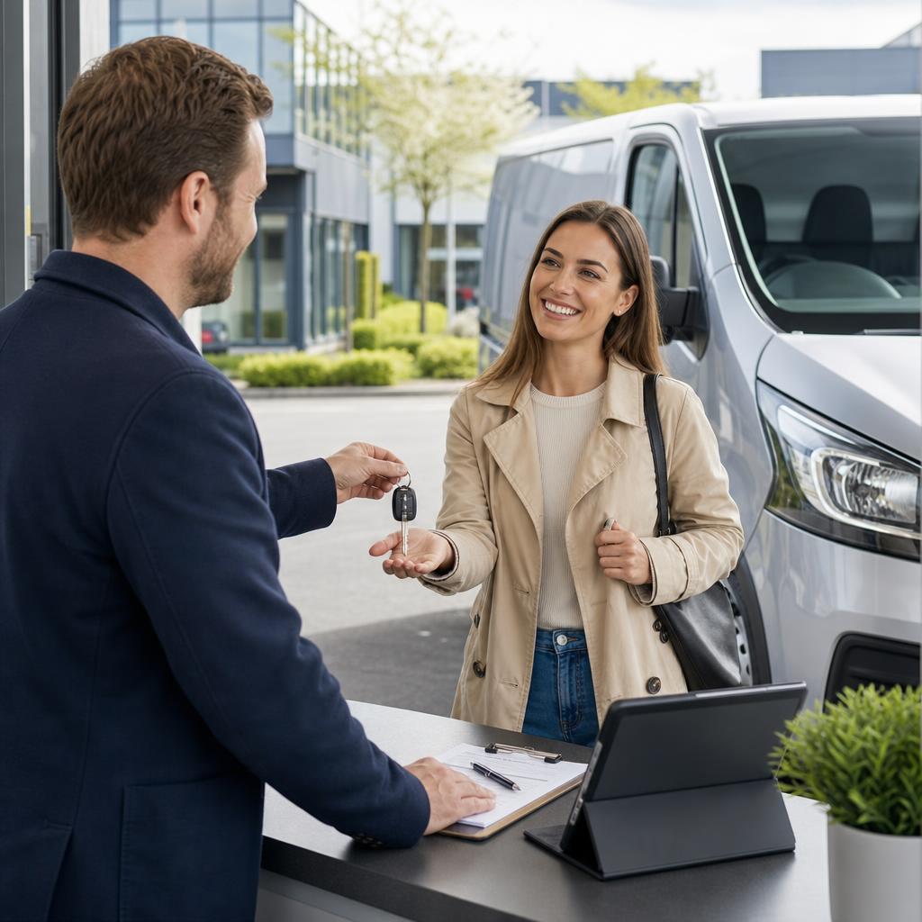 Self-drive hire vehicle near shops and main routes in Chandler's Ford