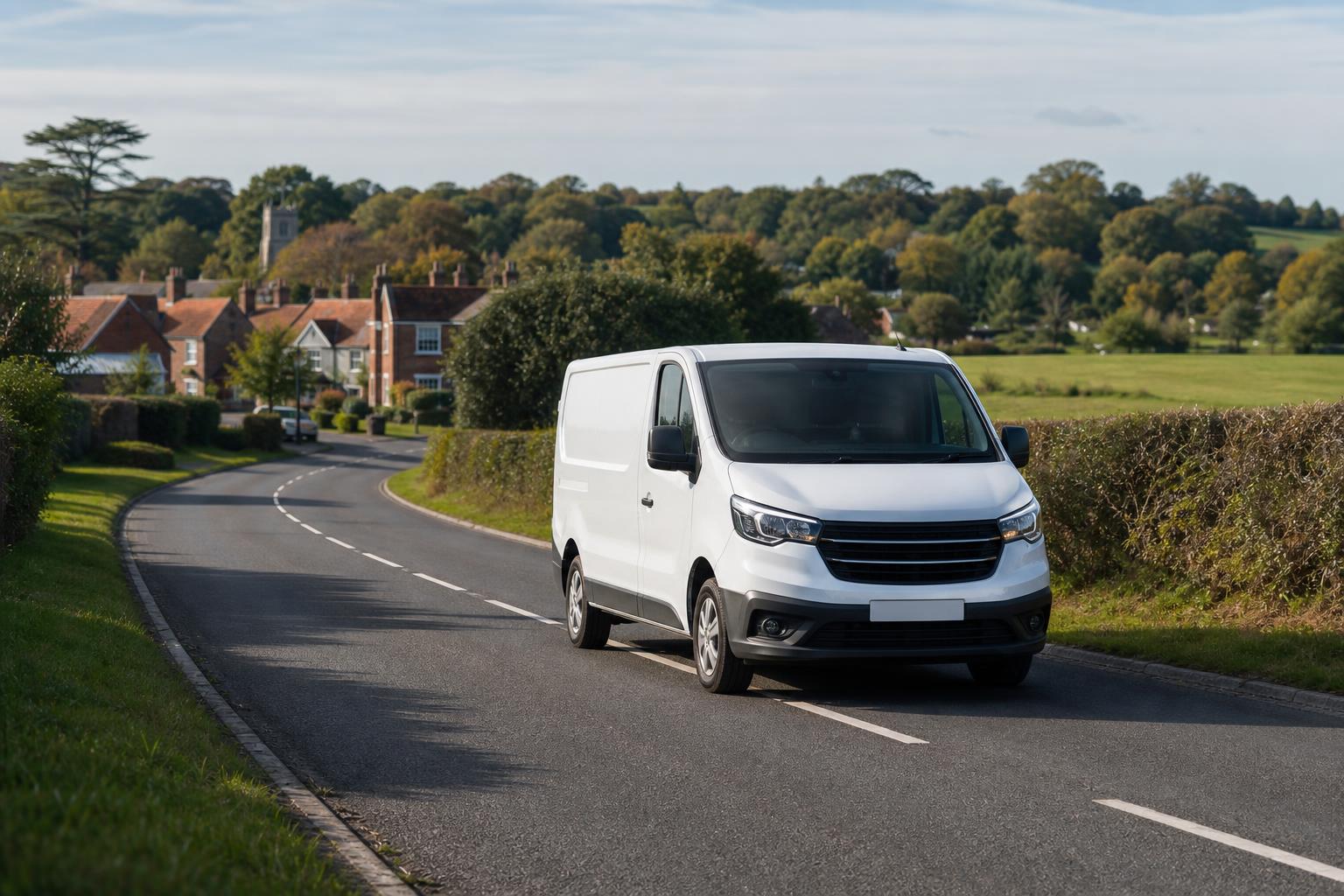 Hire van parked near the centre of Bishop's Waltham