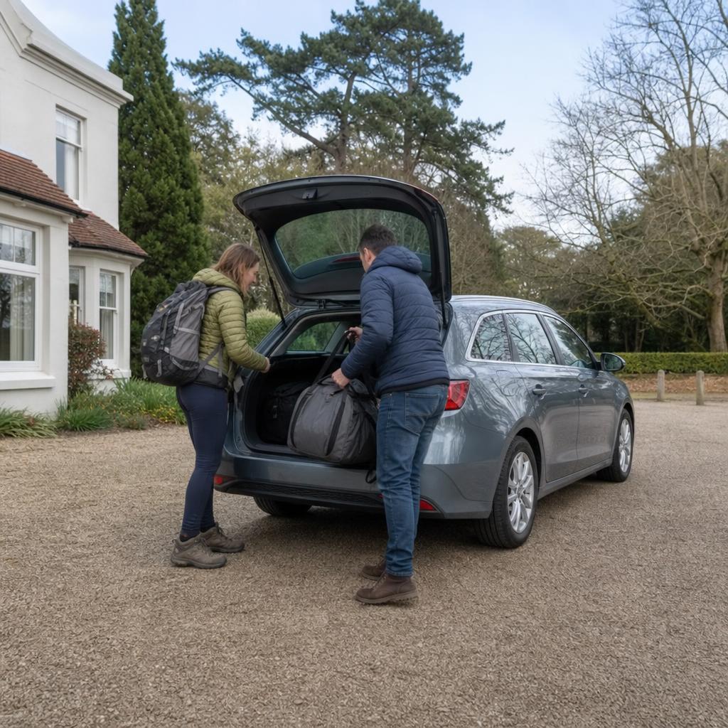 Hire vehicle travelling through the Stockbridge area